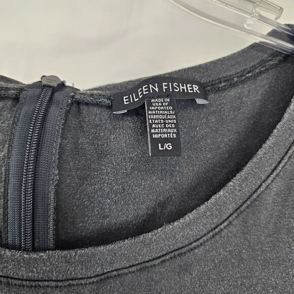 Eileen Fisher Size Large Graphite Tencel Stretch Drawstring Jumpsuit - Picture 5 of 8